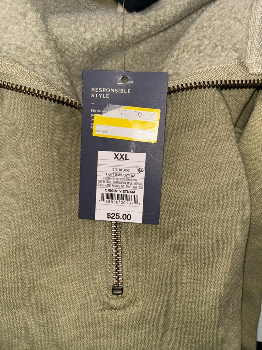 Universal Thread Light Olive Green Quarter-Zip Hoodie XXL